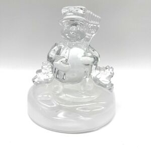 Vintage Cristal D'Arques Snowman Figurine‎ Clear/Frosted Lead Crystal France